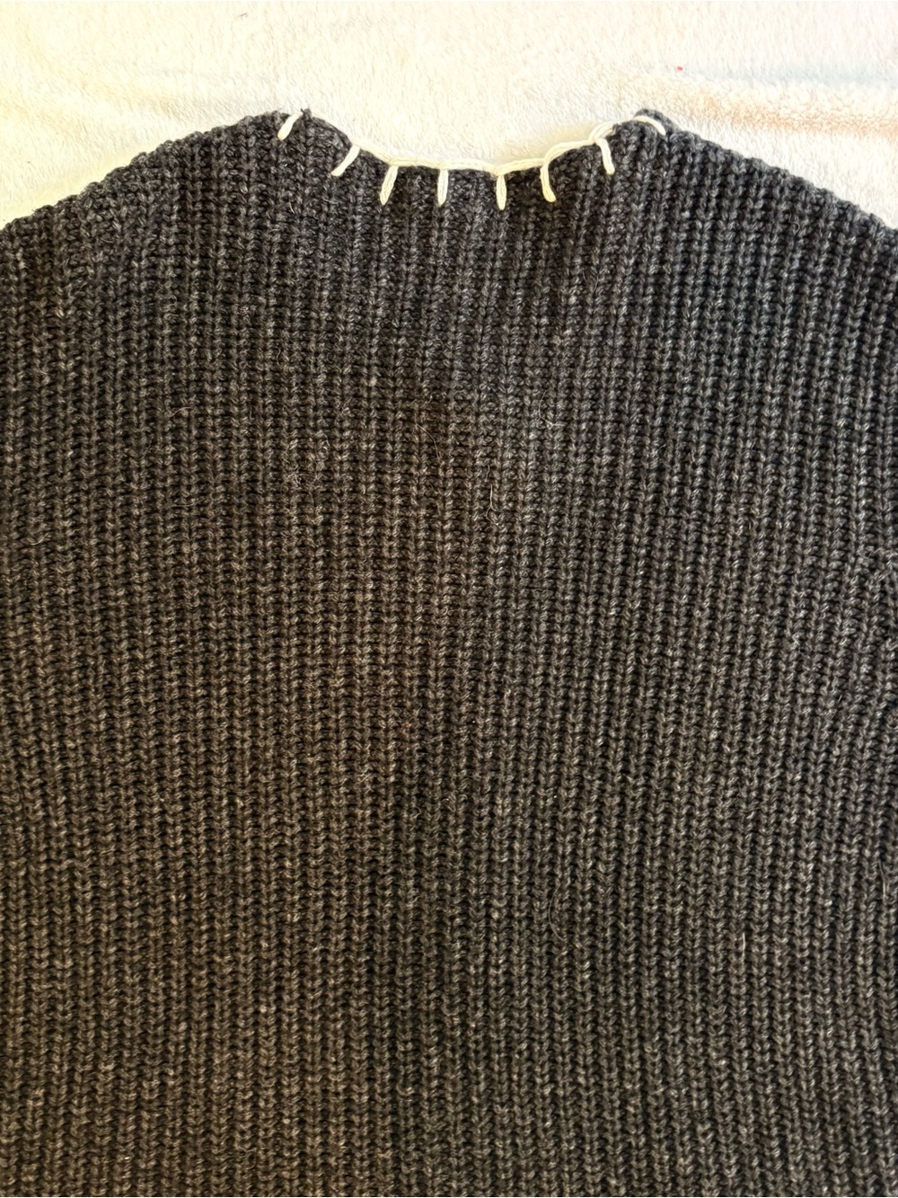 Alex Mill Marleybone Sweater Jacket Gray Waffle Knit Cardigan Cream Whipstitch - Picture 10 of 12